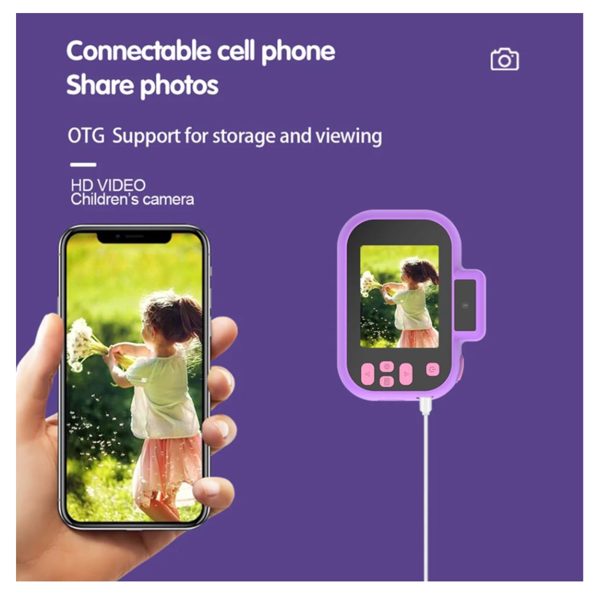 Vista 3 de Camara Infantil Alta definición juguete - Color: Rosado